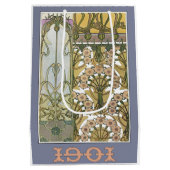 アールヌーボーフラワーアルフォンスミュシャアート1901 ミディアムペーパーバッグ (裏面)