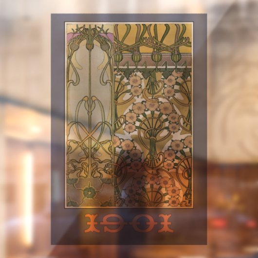 アールヌーボーフラワーアルフォンスミュシャフローラアート ウィンドウサイン (シート2)