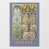 アールヌーボーフラワーアルフォンスミュシャフローラアート ウィンドウサイン (シート)