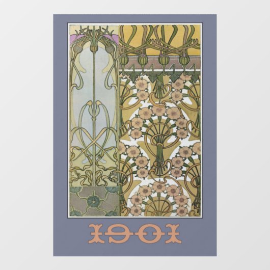 アールヌーボーフラワーアルフォンスミュシャフローラアート ウィンドウサイン (シート)