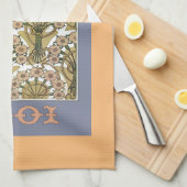 アールヌーボーフラワーアルフォンスミュシャフローラアート キッチンタオル (四つ折り)