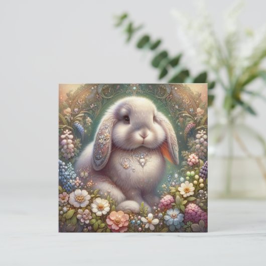 アールヌーボーフラワーガーデンバニーイースター シーズンカード (スタンド正面)