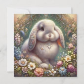 アールヌーボーフラワーガーデンバニーイースター シーズンカード (正面)