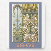 アールヌーボーフラワーズアルフォンミュシャフローラアート マウスパッド (正面)