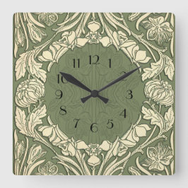 アールヌーボーフラワーズフローラ縁ど  スクエア壁時計