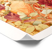 アールヌーボーフラワーフェアリー赤&オレンジバラ ポスター (角)