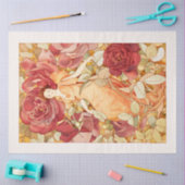 アールヌーボーフラワーフェアリー赤&オレンジバラ 薄葉紙 (クラフト)