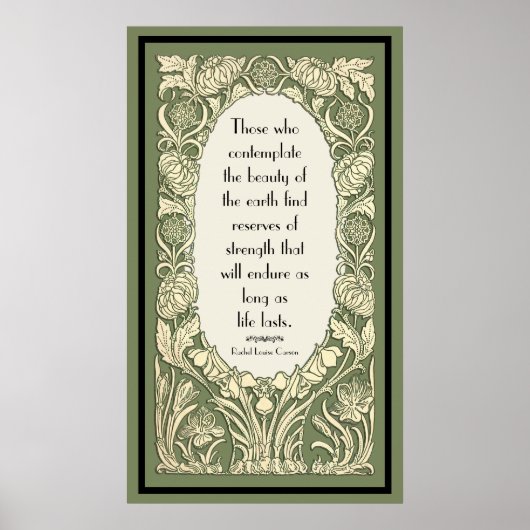 アールヌーボーフラワー縁どフローラ引用文カスタムサイズ ポスター (正面)
