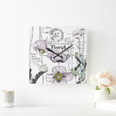 アールヌーボーフランスのパボポピー花壁時計 スクエア壁時計 (ホーム)