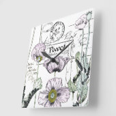 アールヌーボーフランスのパボポピー花壁時計 スクエア壁時計 (傾斜)