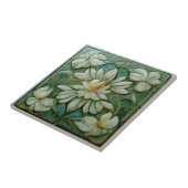 アールヌーボーフランスのホワイトフローラブルーヴィンテージアート タイル (側面)