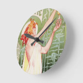 アールヌーボーフランスのポスター「アブシンザ・ロベテ」 ラウンド壁時計 (傾斜)