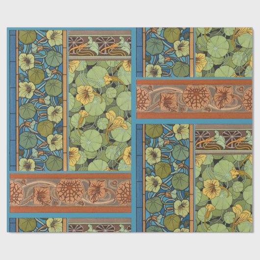 アールヌーボーフランスの様式化ナスタジウムフラワー ラッピングペーパー (フラット)