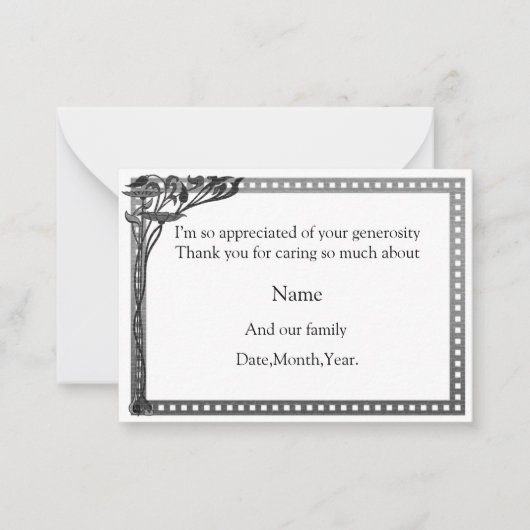 アールヌーボーフレームサンキューカード ノートカード (正面)