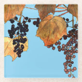 アールヌーボーフロストブドウ ガラスコースター (正面)