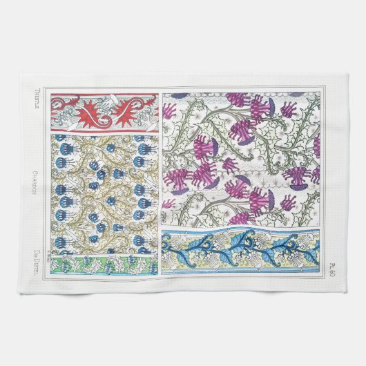 アールヌーボーフローラのテキスタイルアートヴェルヌイユ キッチンタオル (横)