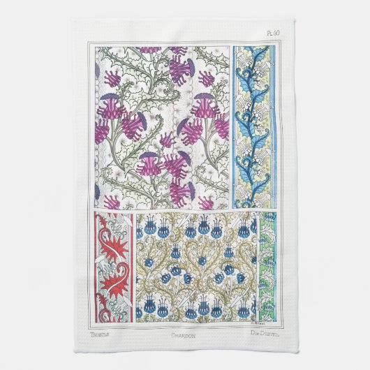 アールヌーボーフローラのテキスタイルアートヴェルヌイユ キッチンタオル (縦)