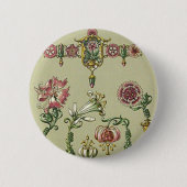 アールヌーボーフローラのビクトリアン宝石 缶バッジ (正面)