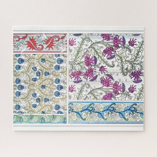 アールヌーボーフローラアザミの花織物 ジグソーパズル (横)