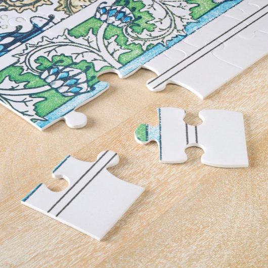 アールヌーボーフローラアザミの花織物 ジグソーパズル (側面)