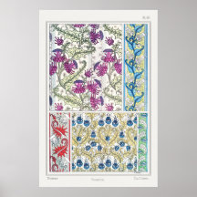 アールヌーボーフローラアザミの花織物