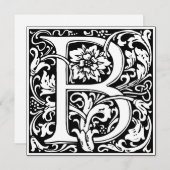 アールヌーボーフローラアルファベットモノグラム文字B 招待状 (正面/裏面)