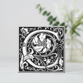 アールヌーボーフローラアルファベットモノグラム文字C 招待状 (スタンド正面)