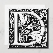 アールヌーボーフローラアルファベットモノグラム文字D 招待状 (正面/裏面)