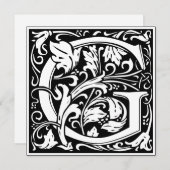 アールヌーボーフローラアルファベットモノグラム文字G 招待状 (正面/裏面)