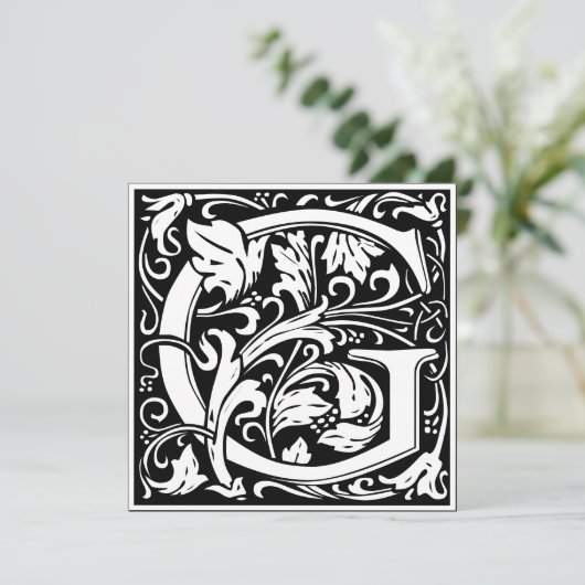 アールヌーボーフローラアルファベットモノグラム文字G 招待状 (スタンド正面)