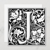 アールヌーボーフローラアルファベットモノグラム文字J 招待状 (正面/裏面)