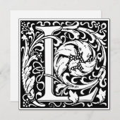 アールヌーボーフローラアルファベットモノグラム文字L 招待状 (正面/裏面)