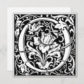 アールヌーボーフローラアルファベットモノグラム文字O 招待状 (正面/裏面)