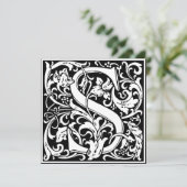 アールヌーボーフローラアルファベットモノグラム文字S 招待状 (スタンド正面)