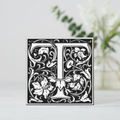 アールヌーボーフローラアルファベットモノグラム文字T 招待状 (スタンド正面)