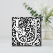 アールヌーボーフローラアルファベットモノグラム文字U 招待状 (スタンド正面)