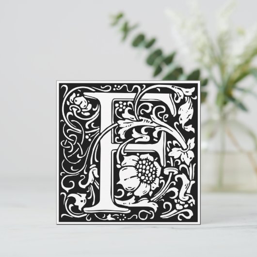 アールヌーボーフローラアルファベットモノグラムF 招待状 (スタンド正面)