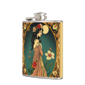 アールヌーボーフローラウーマンイラストレーション フラスク (左)