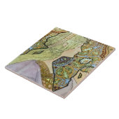 アールヌーボーフローラウーマンミュシャフランスのグリーンデイジー タイル (側面)