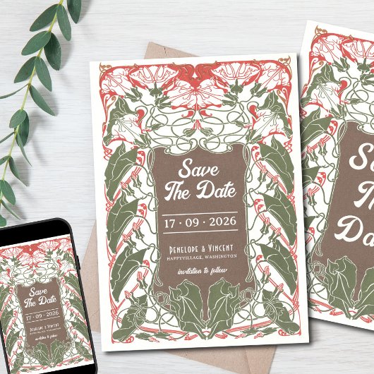 アールヌーボーフローラエレガンス2保存日 招待状