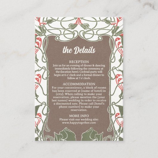 アールヌーボーフローラエレガンス2結婚の詳細 エンクロージャーカード (正面)