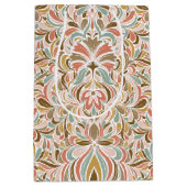 アールヌーボーフローラカスタムの背景 ミディアムペーパーバッグ (正面)