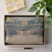 アールヌーボーフローラキャッスルネイビーn金ゴールドエフェメラ5B 薄葉紙 (ギフト)