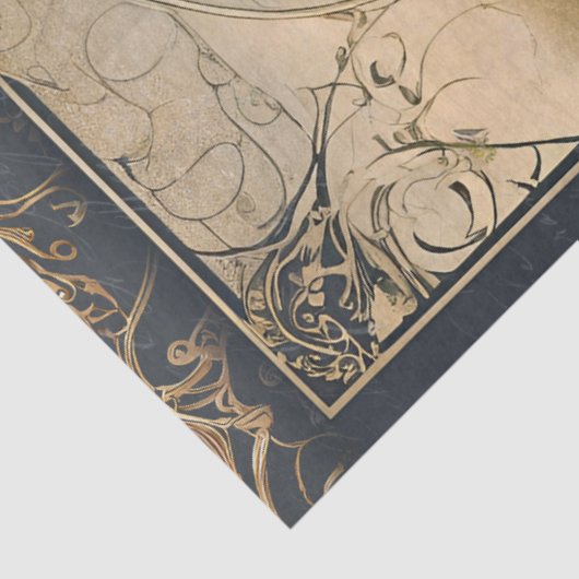 アールヌーボーフローラキャッスルネイビーn金ゴールドエフェメラ5B 薄葉紙 (詳細)