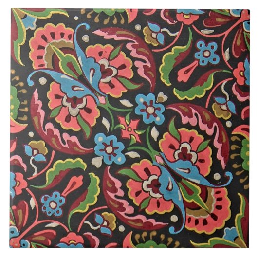 アールヌーボーフローラクリストファードレッサージャカード タイル (正面)