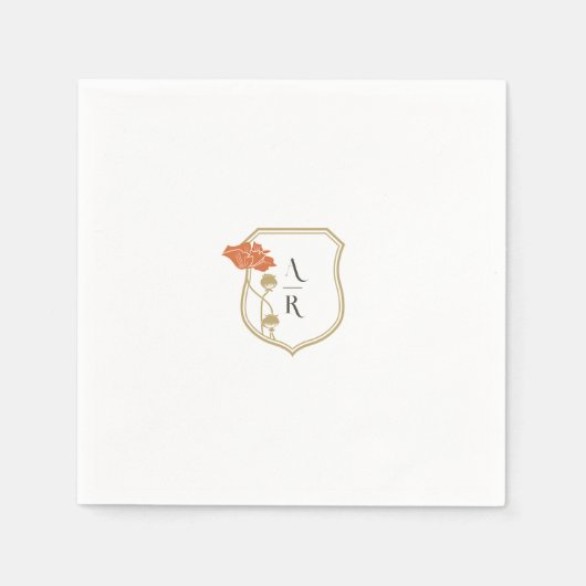 アールヌーボーフローラクレストモノグラムカクテルナプキン スタンダードカクテルナプキン (正面)