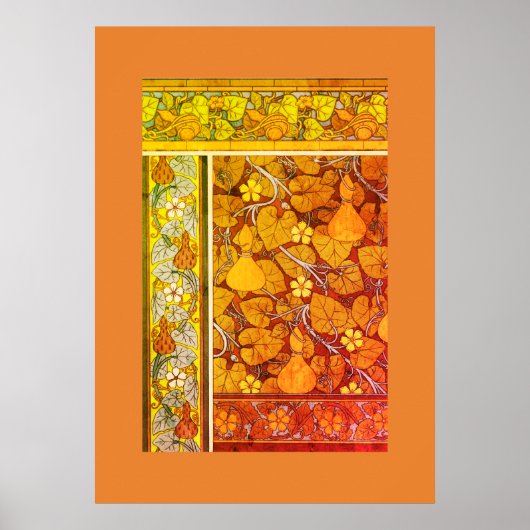 アールヌーボーフローラグエレガントールド秋ヴィンテージ ポスター (正面)