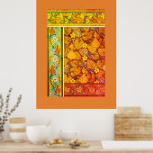 アールヌーボーフローラグエレガントールド秋ヴィンテージ ポスター (キッチン)