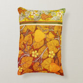 アールヌーボーフローラグルドエレガント秋オレンジ緑 アクセントクッション (裏面(縦))