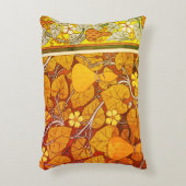アールヌーボーフローラグルドエレガント秋オレンジ緑 アクセントクッション (正面(垂直))